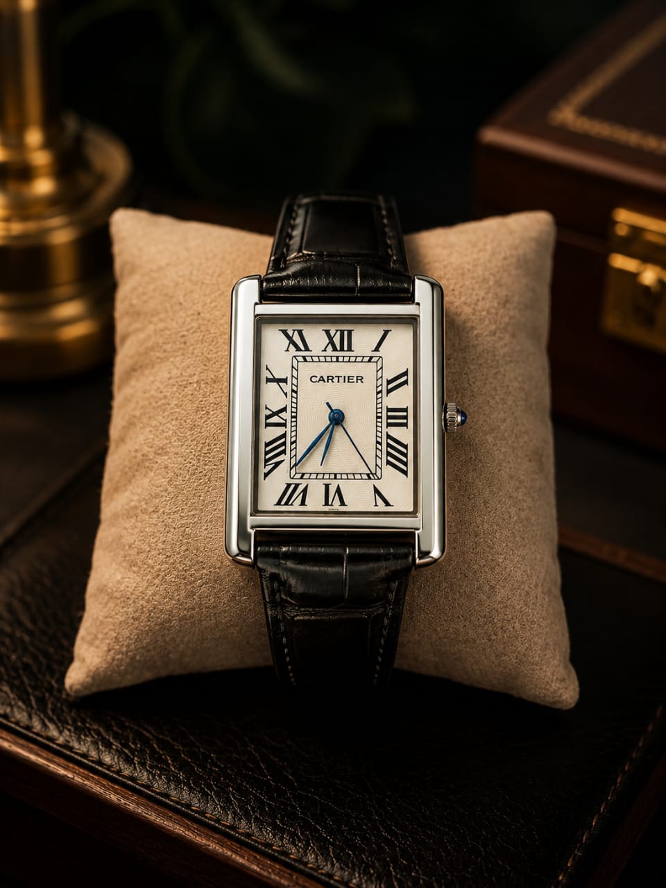 CARTIER Style Rectangular White | Classic Roman Numerals | Premium Leather Strap Watch