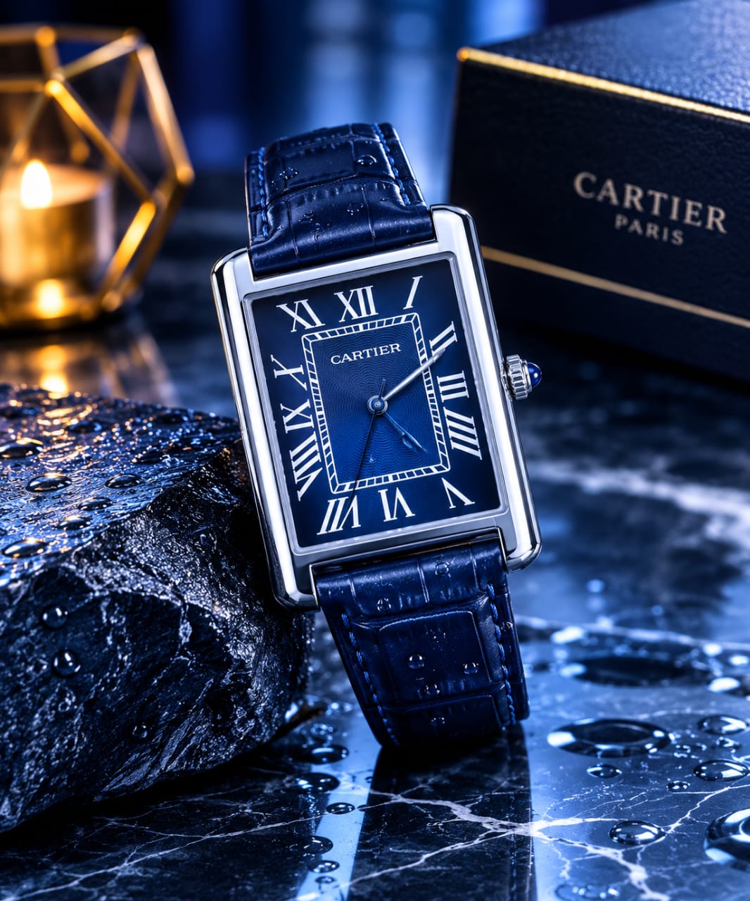 CARTIER Style Rectangular White | Classic Roman Numerals | Premium Leather Strap Watch