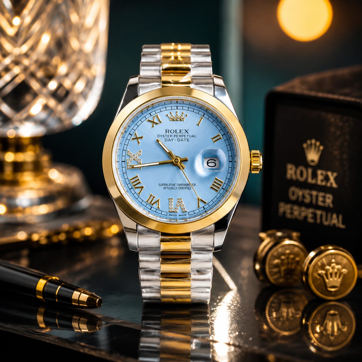 Rolex Black Dial Two-Tone Watch