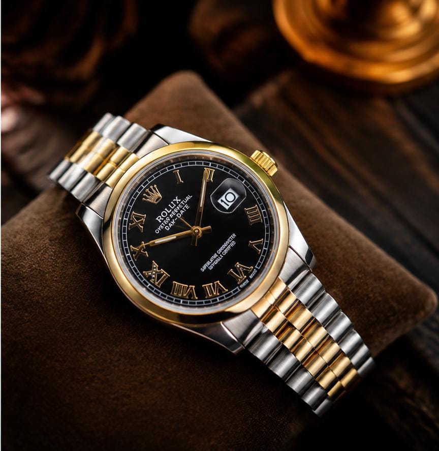 Rolex Black Dial Two-Tone Watch