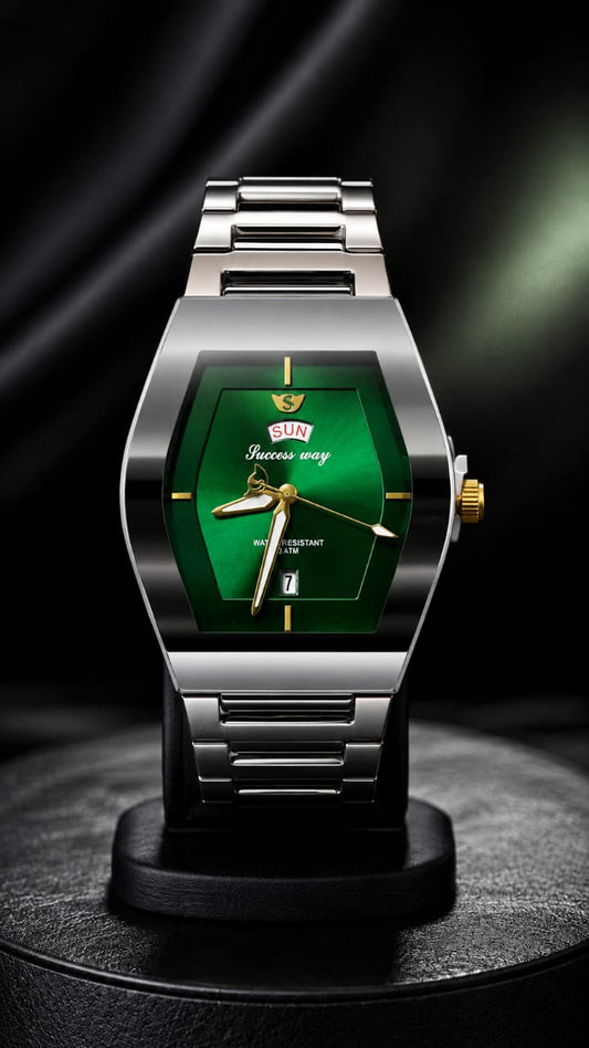 SS Slim Green & white Dial Watch